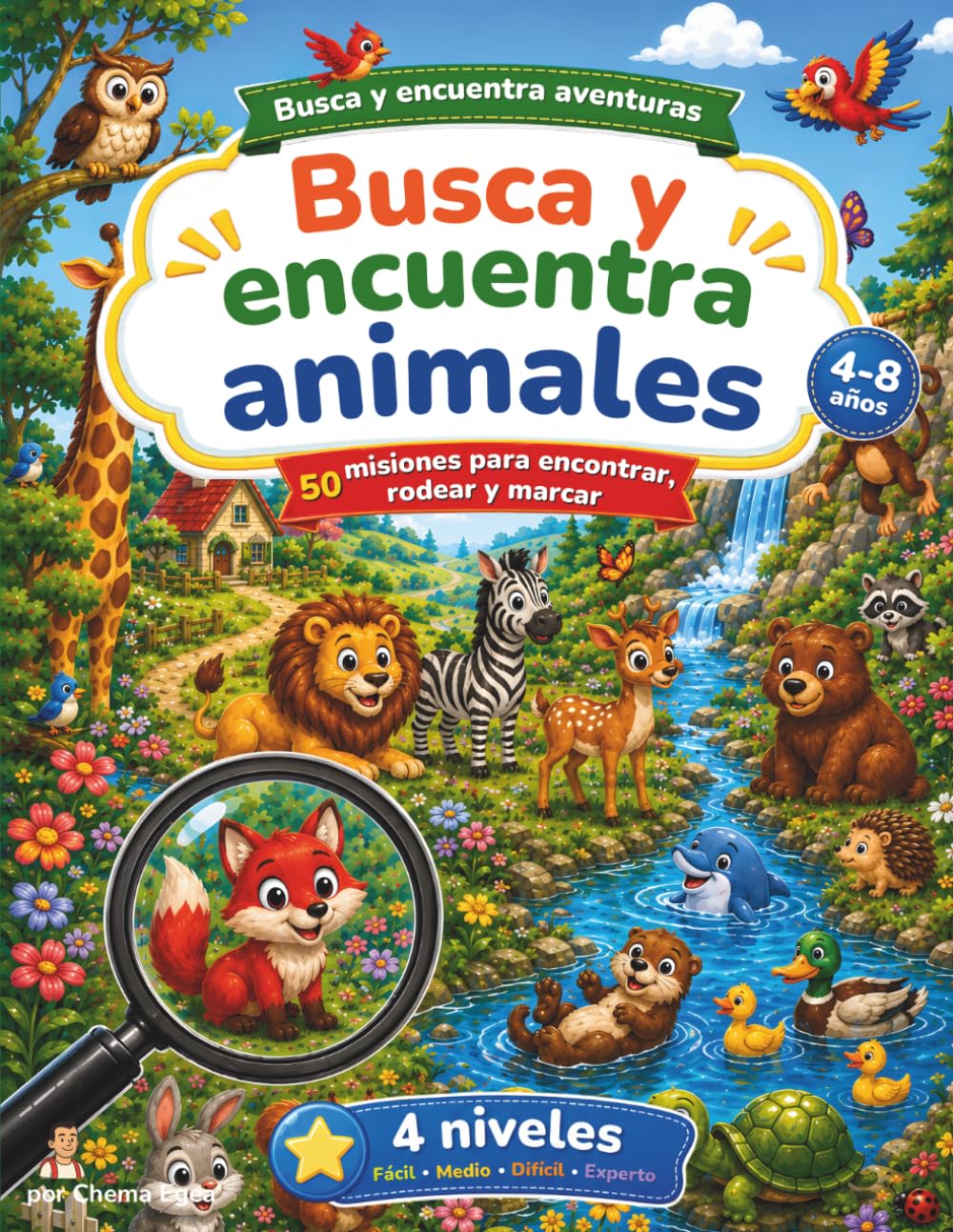 Libro: Busca y Encuentra Animales: Libro de actividades infantil con 50 retos para buscar animales y objetos escondidos – Niveles progresivos (Busca y Encuentra Aventuras)