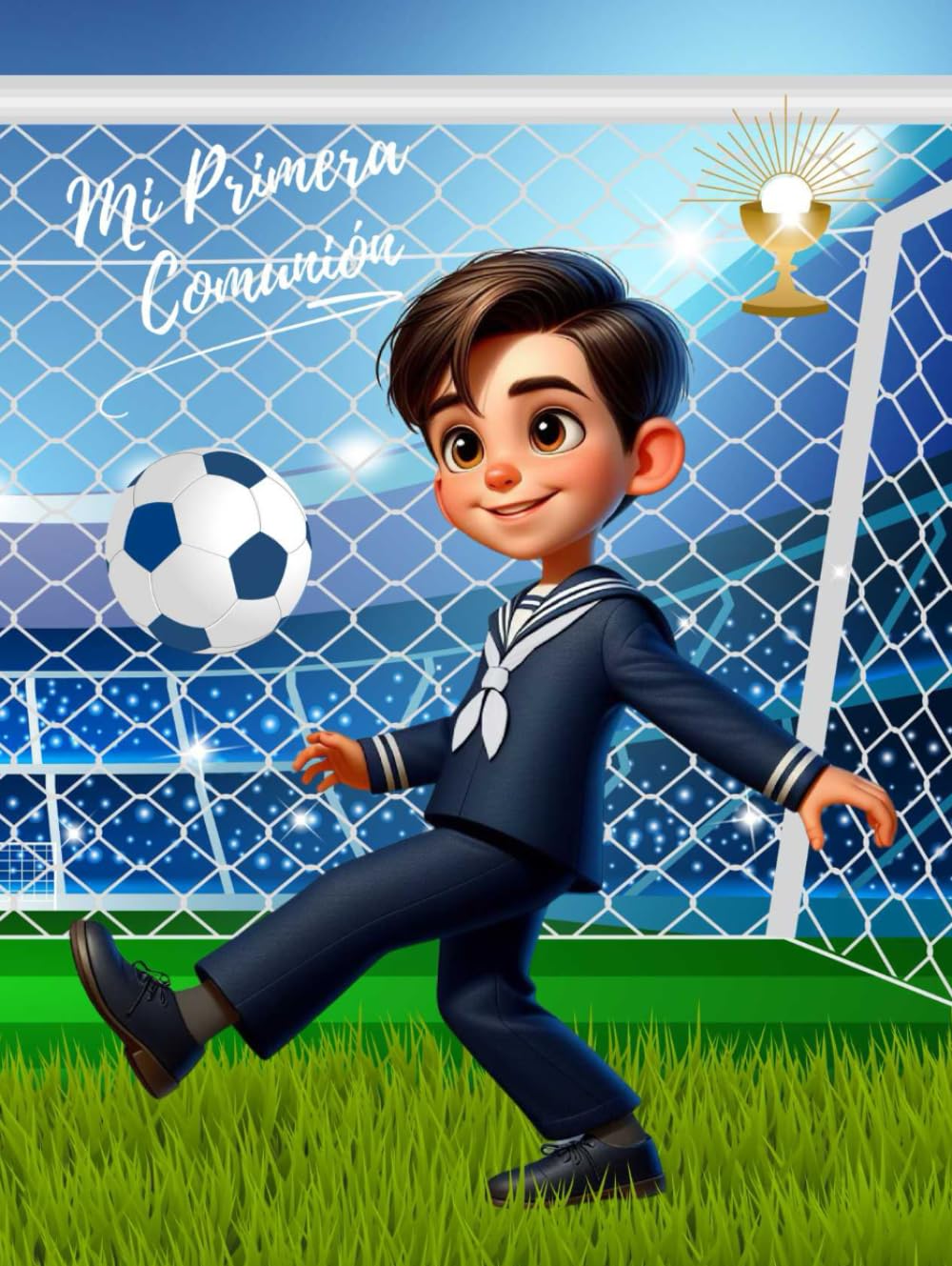 Libro: Mi Primera Comunión Niños Fútbol azul marinero. Libro de Firmas, Fotografías, Árbol de huellas .. (Spanish Edition)