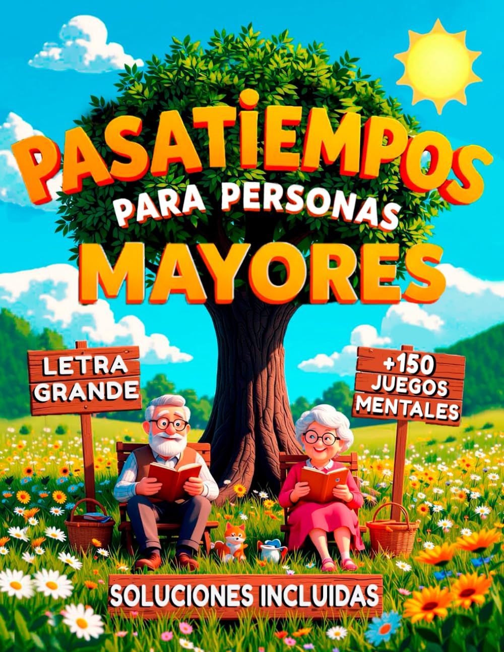 Libro: PASATIEMPOS PARA PERSONAS MAYORES LETRA GRANDE CON SOLUCIONES: +150 Juegos: Sopa de Letras, Cálculo, Crucigramas, Laberintos – Estimulación Cognitiva y Memoria (Spanish Edition)