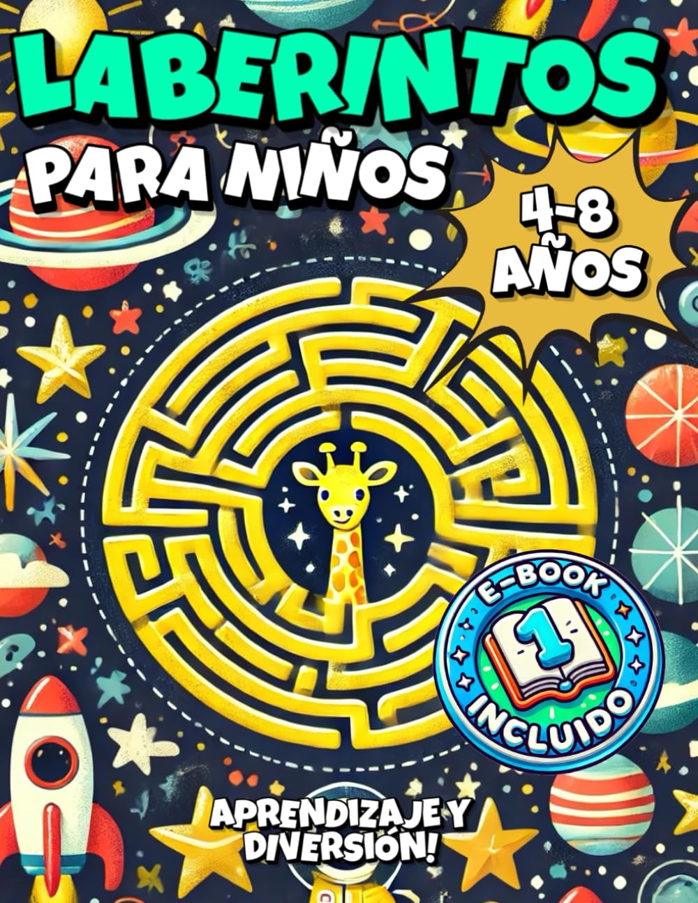 Libro del laberinto para Niños de 4-8 años: Libro de laberintos y rompecabezas para niños 4, 5, 6, 7, 8 años