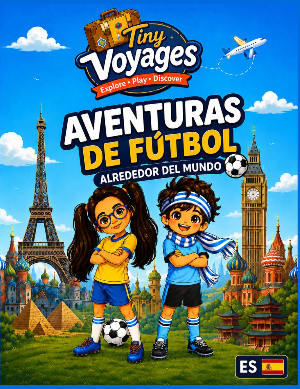 Libro: Aventuras de fútbol alrededor del mundo: Libro de Colorear Fútbol y Cuaderno de Actividades para Niños | Equipaciones, Banderas y Sopas de Letras de Selecciones del Mundo (Edades 6-10) (Tiny Voyages)