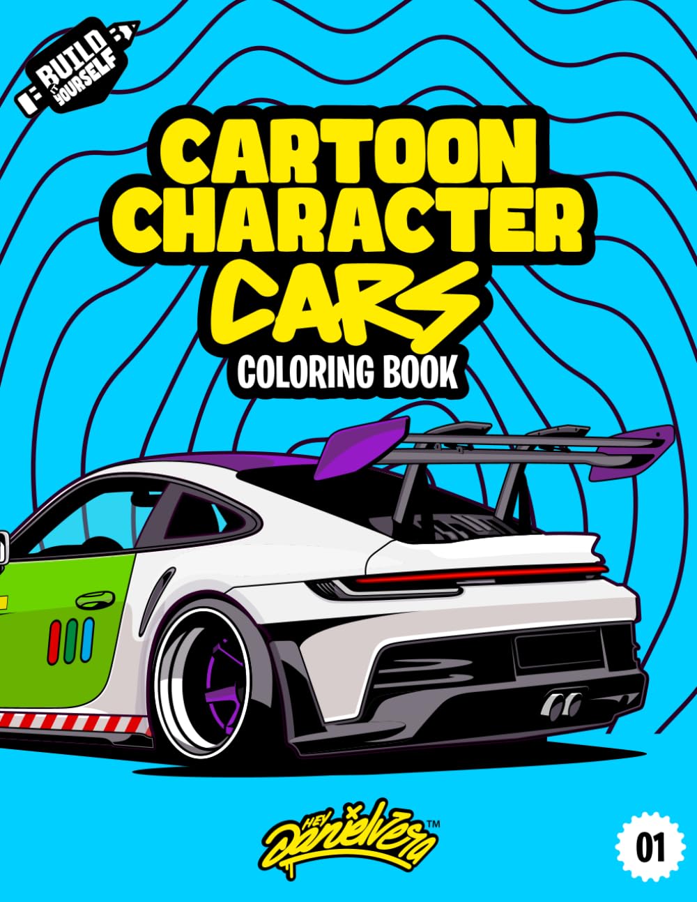 Libro: Cartoon Character Cars Coloring Book: Fun automotive adventure with 40 coloring pages for kids & teens Ages 6-18