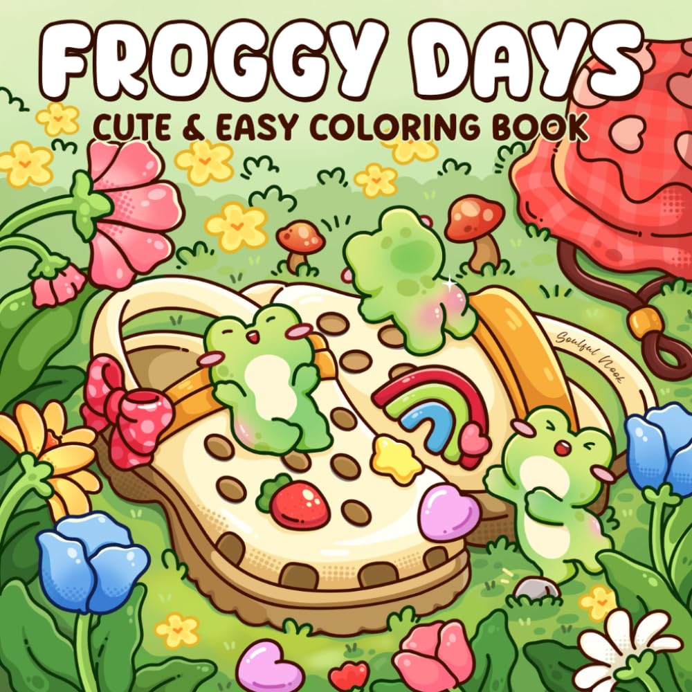 Libro: Froggy days: A Cute Frog Coloring Book Featuring Fun Adventures with Cheerful Froggy Friends for Adults and Teens, Calming Designs for Relaxation