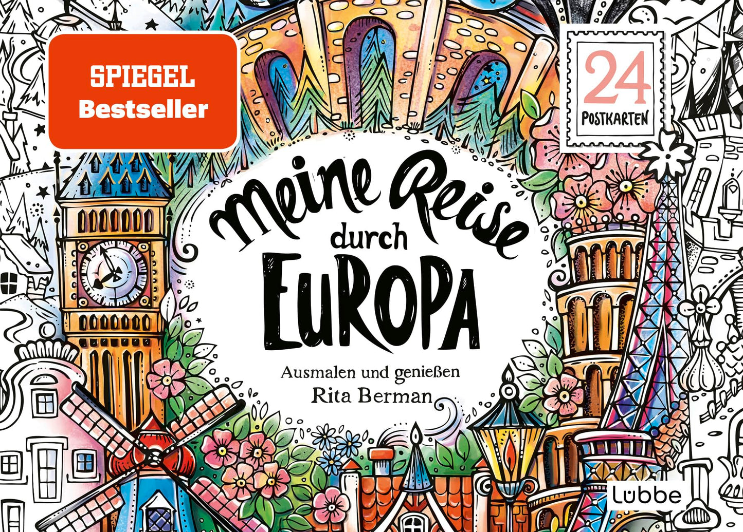 Libro: Meine Reise durch Europa: Ausmalen und genießen. 24 Postkarten