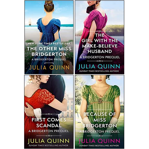 Libro: The Rokesbys Bridgerton Prequels Series Books 1 - 4 Collection Set by Julia Quinn (Because of Miss Bridgerton, The Girl with the Make-Believe Husband, The Other Miss Bridgerton & First Comes Scandal)