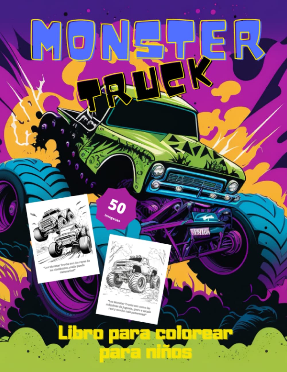Libro: Monster Truck, Libro para Colorear para Niños: Camiones Monstruosos Para Niños | Camiones, Vehiculos y Coches | Para Niños De 3-5, 4-8 Años