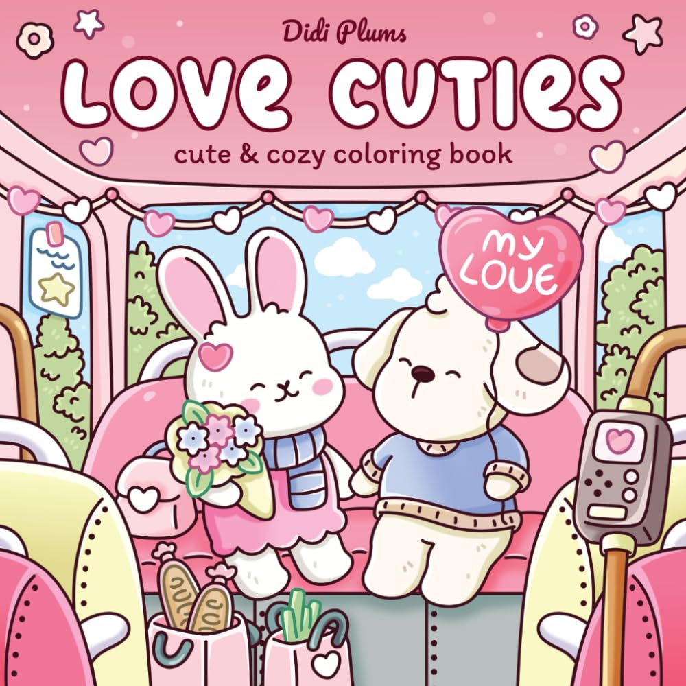 Libro: Love Cuties: Cute Coloring Book for Adults & Teens Featuring Fuzzy Animal Valentines in Cozy Couple Moments for Relaxation