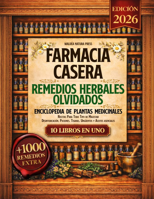 Farmacia Casera - Enciclopedia de Plantas Medicinales: 10 Libros en 1 - Desintoxicación, Pociones, Tisanas, Ungüentos y Aceites Asenciales. Recetas para todo tipo de malestar. Con 1000 recetas extra