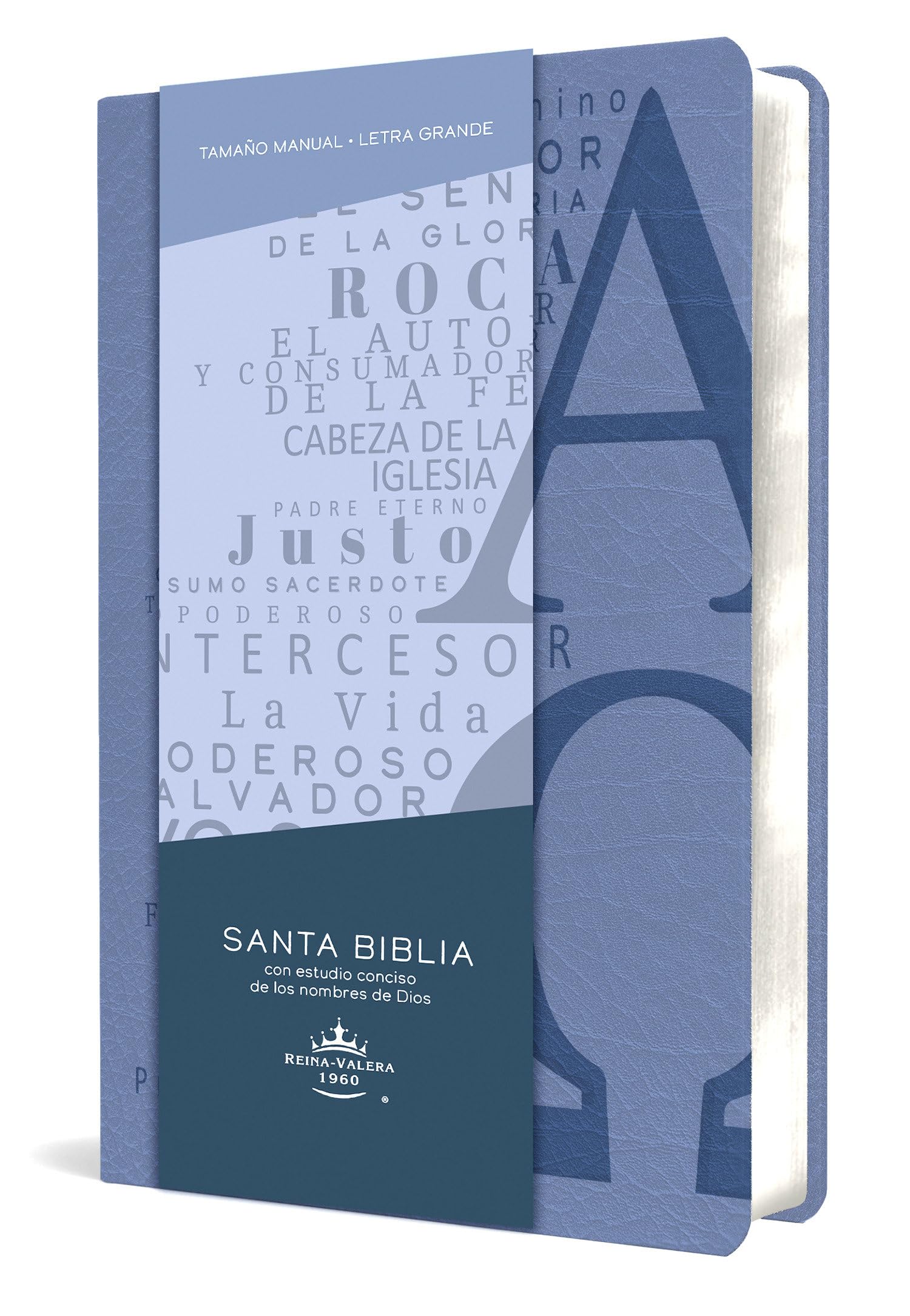 Libro: Biblia RVR 1960 letra grande tamaño manual, símil piel azul celeste con nombres de Dios / Spanish Bible RVR 1960 Handy Size Large Print Leathersoft Soft Blue (Spanish Edition)