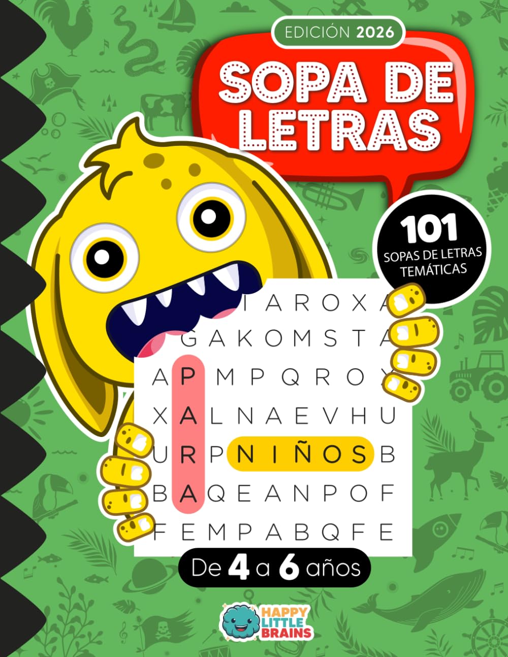 Sopa de Letras para Niños de 4 a 6 años: 101 Sopas de Letras Temáticas (Sopas de letras monstruosas)