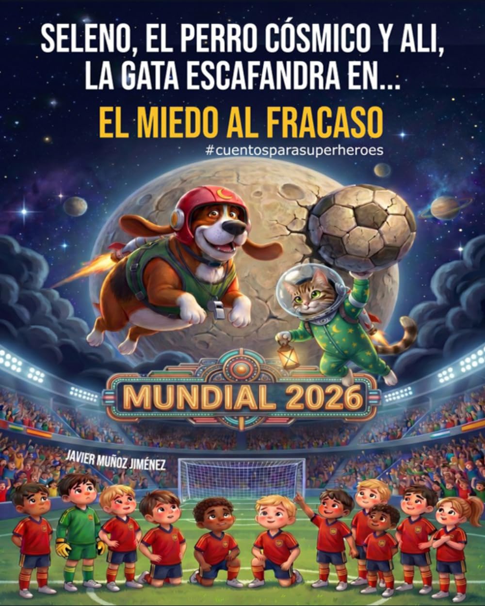 Libro: Seleno, el perro cósmico y Ali, la gata escafandra en.. el miedo al fracaso. Mundial de futbol (Cuentos para superhéroes _ Aprendiendo a transitar emociones.)
