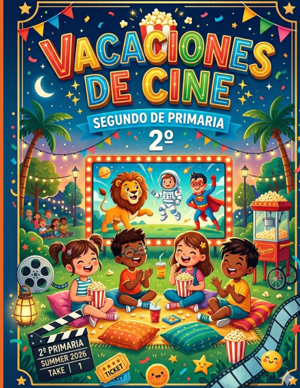 Libro: ¡Vacaciones de Cine!: Cuaderno de verano para repasar 2º de Primaria. Cuentos, comprensión lectora, escritura, inglés y matemáticas con tablas de ... (Cuadernos de vacaciones) (Spanish Edition)