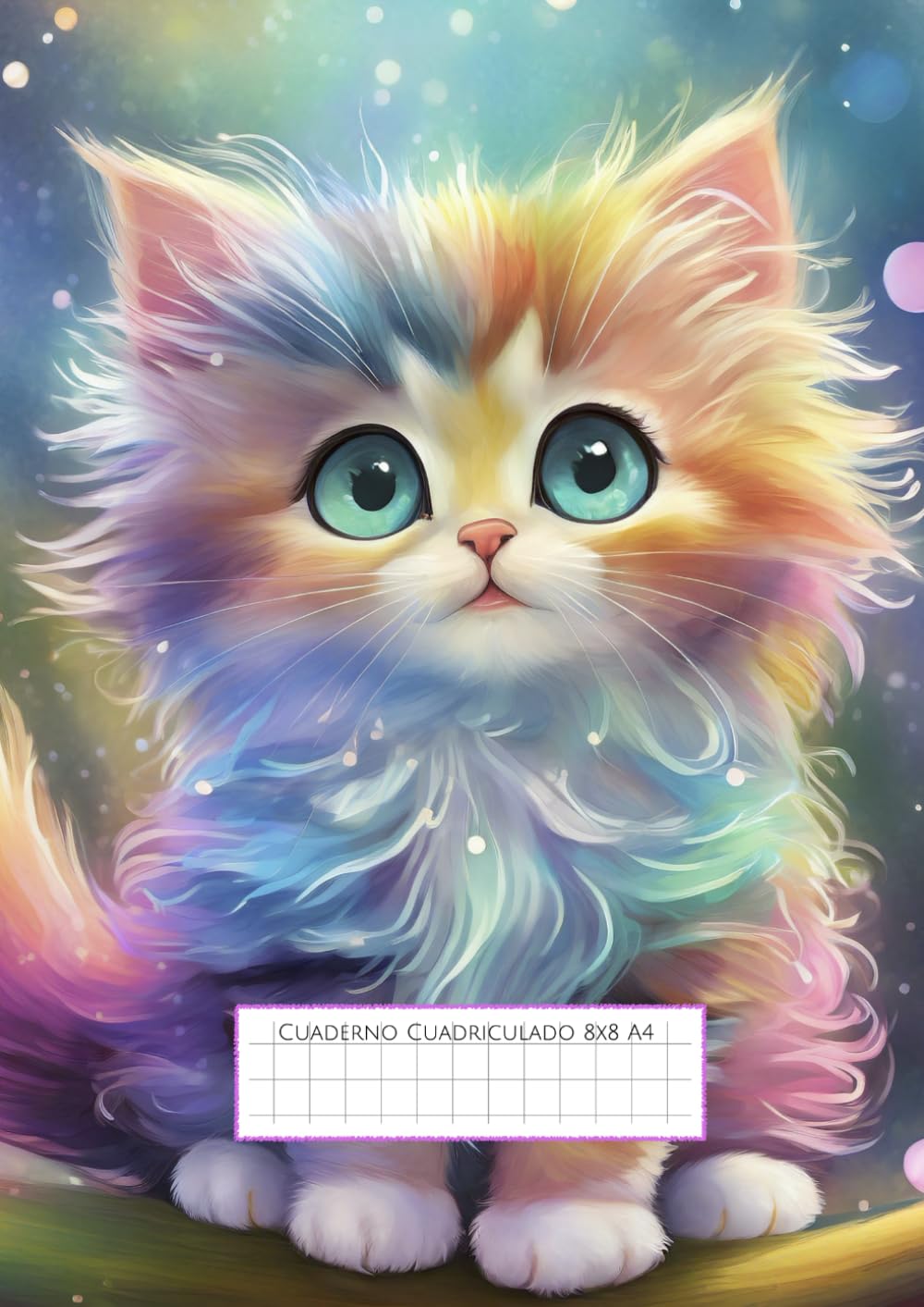 Libro: Cuaderno Cuadrícula 8x8 A4 con portada de gatito: Libreta Gatito Cuadriculada A4 8mm - cuadernos escolares bonitos tapa blanda 100 páginas (Spanish Edition)