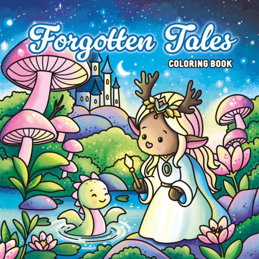 Libro: Forgotten Tales Coloring Book: A Whimsical Fantasy Adventure with Cute Magical Creatures for Kids and Adults