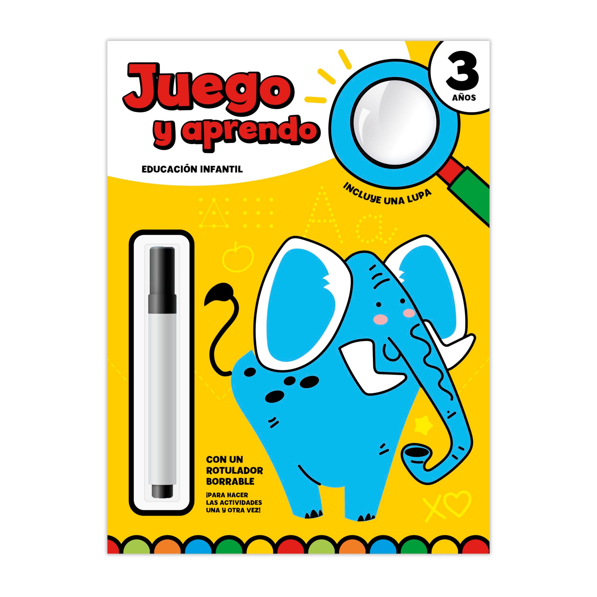 JUEGO Y APRENDO 3 AÑOS - CON LUPA Y ROTULADOR BORRABLE