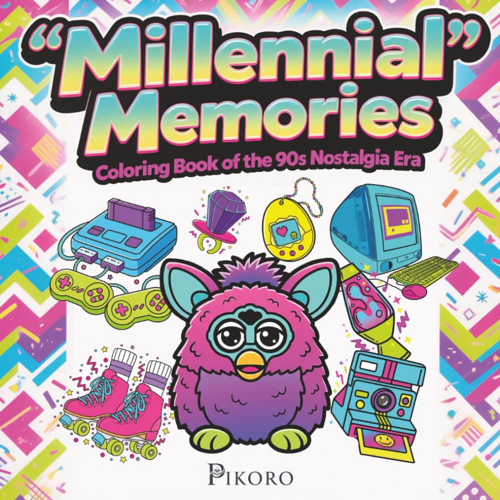 Libro: Millennial Memories – Coloring Book of the 90s Nostalgia Era: A Fun Retro Journey to Relive the Best Decade Ever (Retro Coloring Collection by Pikoro)