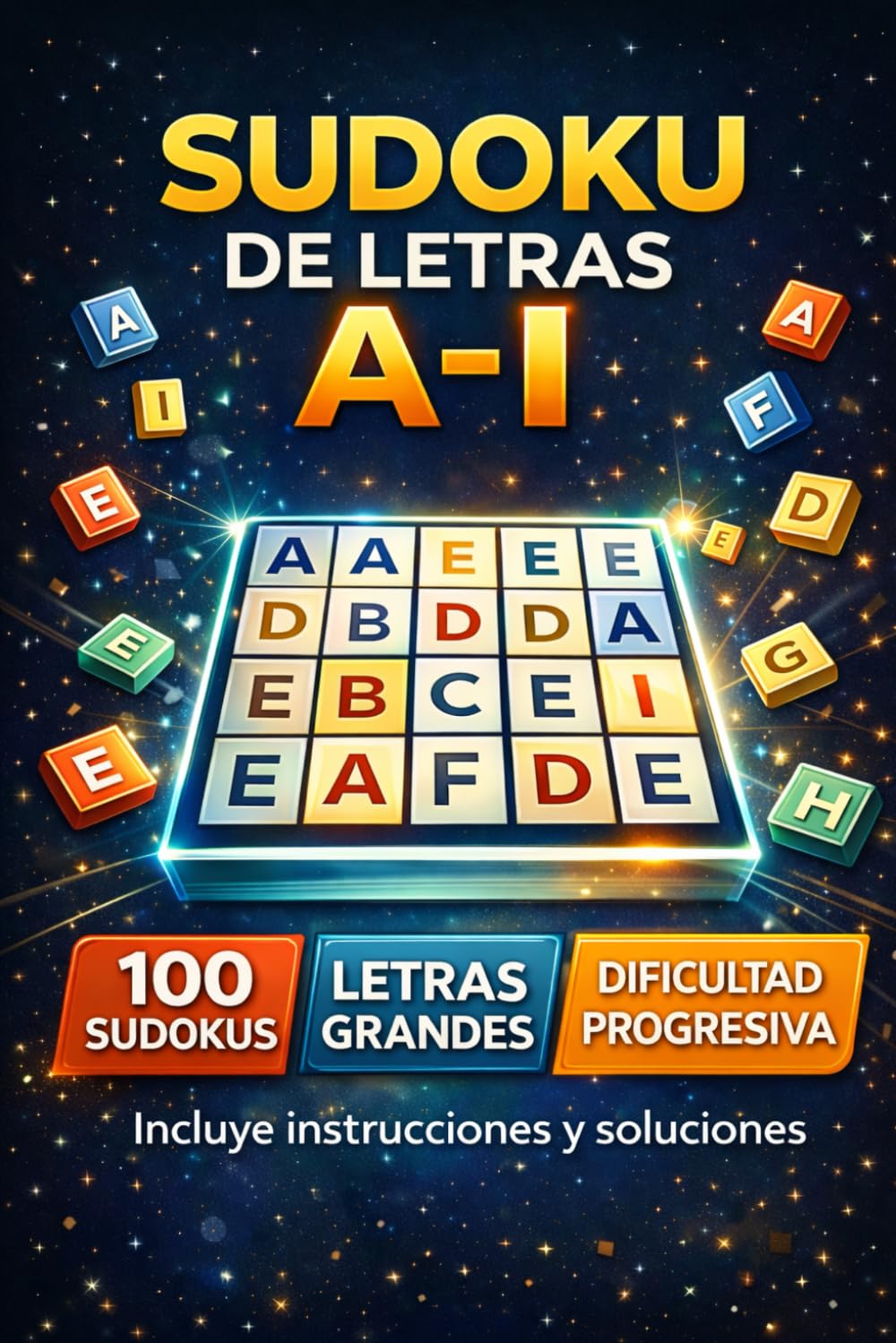 Libro: Sudoku de Letras Letra Grande: 100 retos de lógica para adultos y mayores (A–I) • Incluye soluciones (Spanish Edition)