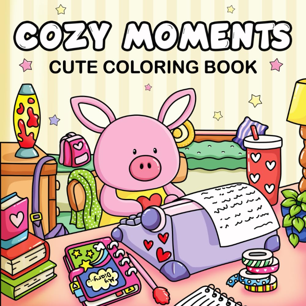 Libro: Cozy Moments: Cute Coloring Book for Adults, Teens, and Kids, Featuring Adorable Animal Characters | Easy and Simple Designs (Cute and Cozy Coloring Books)