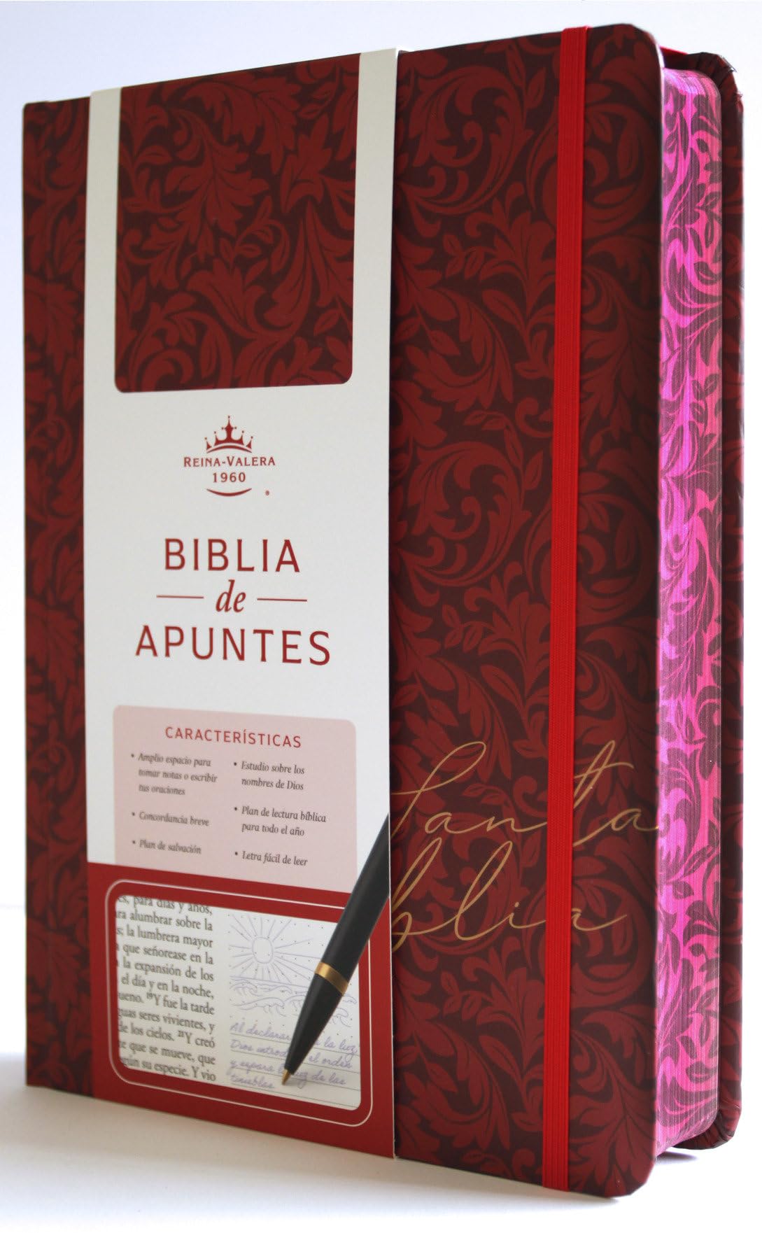 Libro: Biblia de Apuntes RVR 1960 Tapa dura, Vino tinto (Edición cantos pintados) / Spanish Journalling Bible RVR 1960 Hardcover Burgundy (Spanish Edition)