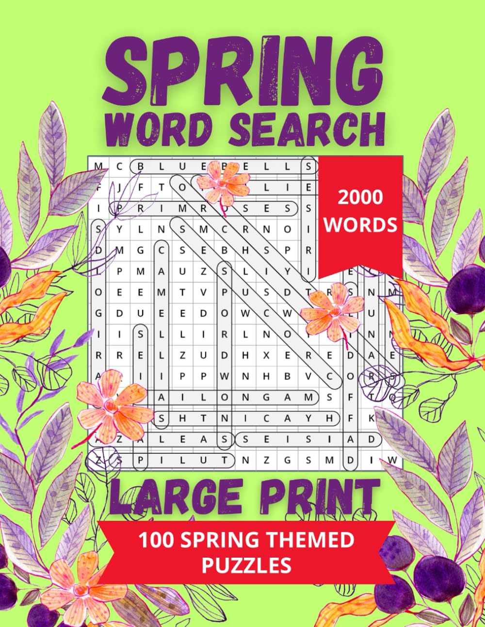 Libro: Spring Word Search Large Print: Springtime Word Hunts 2000 Words Across 100 Puzzles for Teens, Adults and Seniors.