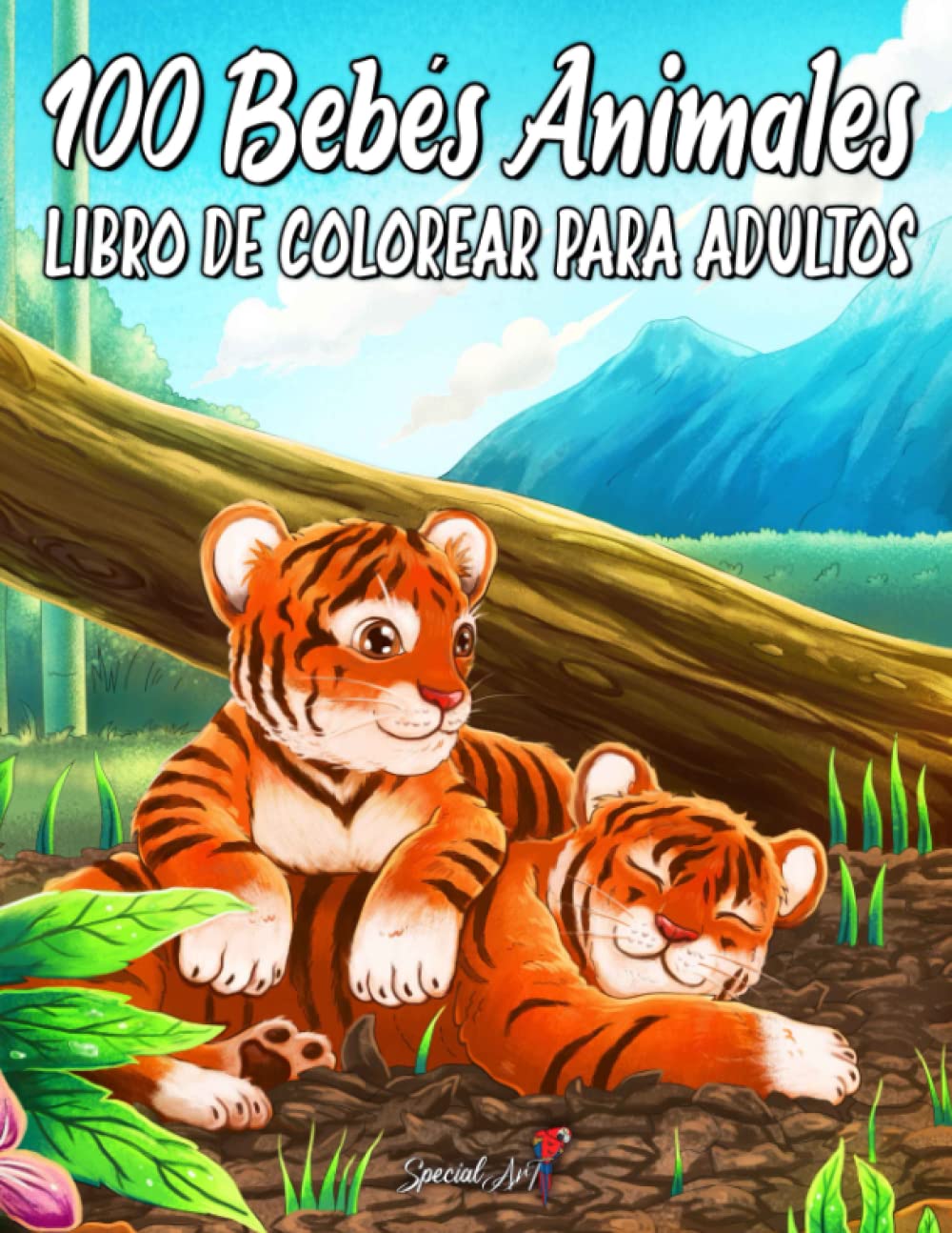 Libro: 100 Bebés Animales: Un maravilloso libro para colorear con una colección de hermosas páginas para colorear de animales del bosque, el mar, la granja y la selva
