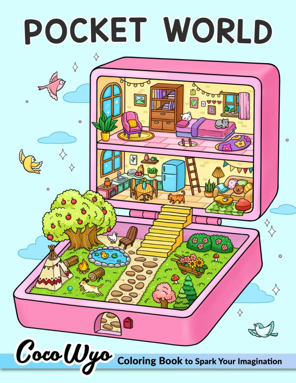Libro: Pocket World: Adult Coloring Book with Miniature Worlds inside Tiny Items for Relaxation and Stress Relief