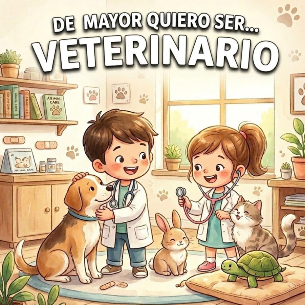 Libro: De mayor quiero ser... veterinaria/veterinario: Libro infantil para niños y niñas que aman a los animales y quieren aprender, jugar y descubrir cómo cuidarlos (Spanish Edition)
