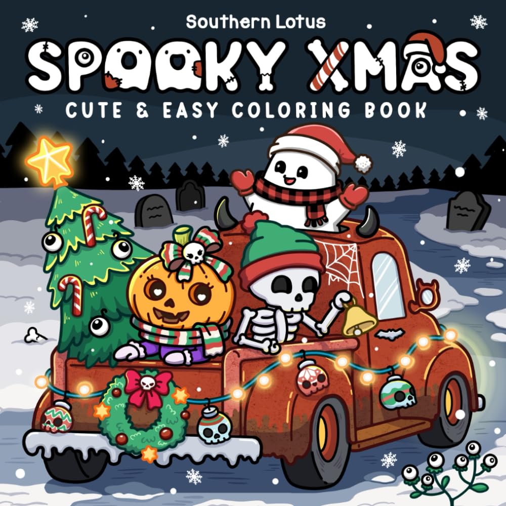 Libro: Spooky Xmas: Coloring Book for Adults and Teens Featuring Easy Designs of Cozy Christmas with Cute Creepy Characters and Holiday Stuff for Relaxation (Spooky - Cute - Easy Coloring)