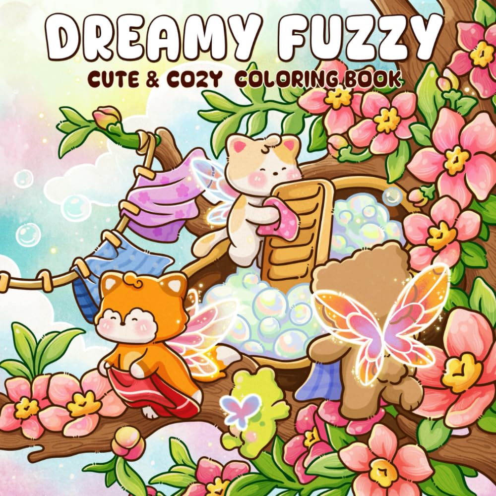 Libro: Dreamy Fuzzy: A Cute & Cozy Coloring Book for Adults and Teens Featuring Adorable Animals Friends in Magical Scenes for Stress Relief
