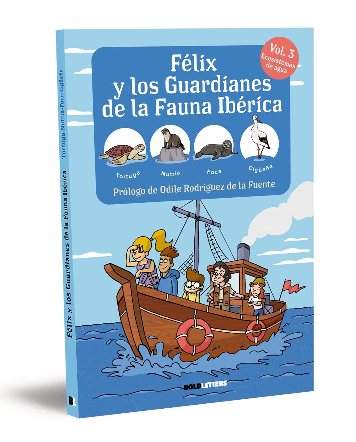 Libro: FÉLIX Y LOS GUARDIANES DE LA FAUNA IBÉRICA VOL. 3. ECOSISTEMAS ACUÁTICOS: TORTUGA, NUTRIA, FOCA, CIGÜEÑA