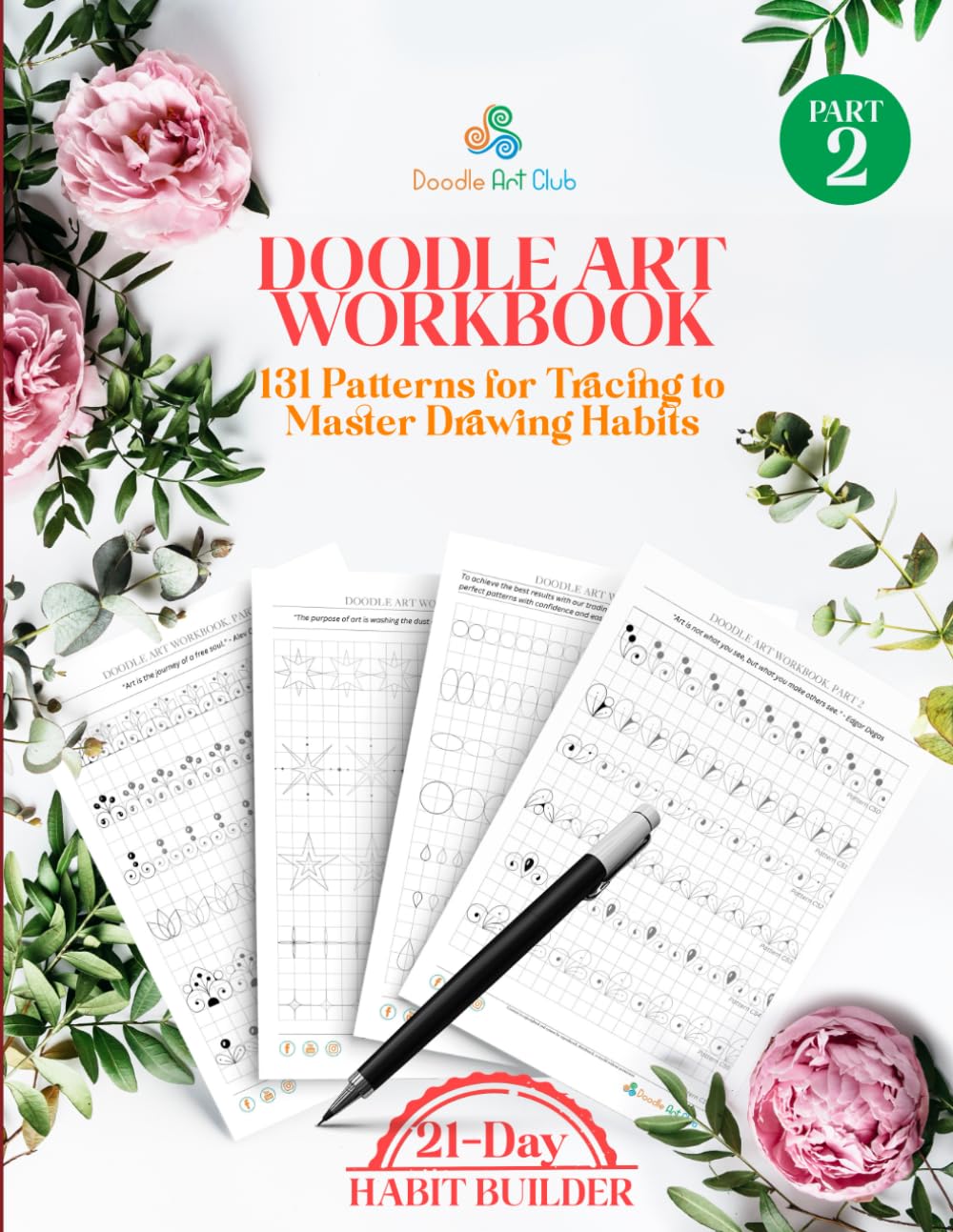 Libro: Doodle Art Workbook: 131 Patterns for Tracing to Master Drawing Habits. 21-Day Habit Builder (Doodle Art Practice Workbooks)