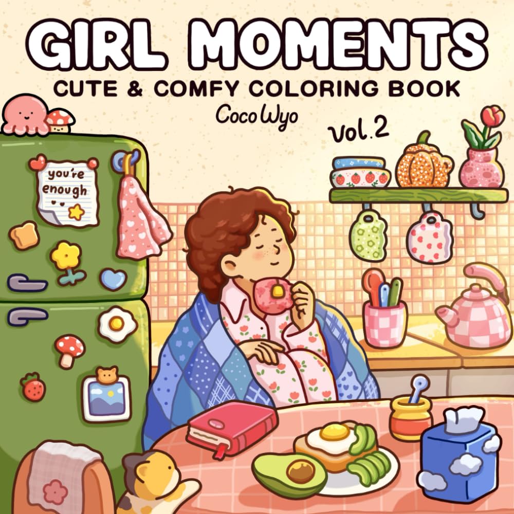Libro: Girl Moments: Vol. 2 Coloring Book for Adults and Teens Featuring Cute Cozy Daily Activities for Relaxation