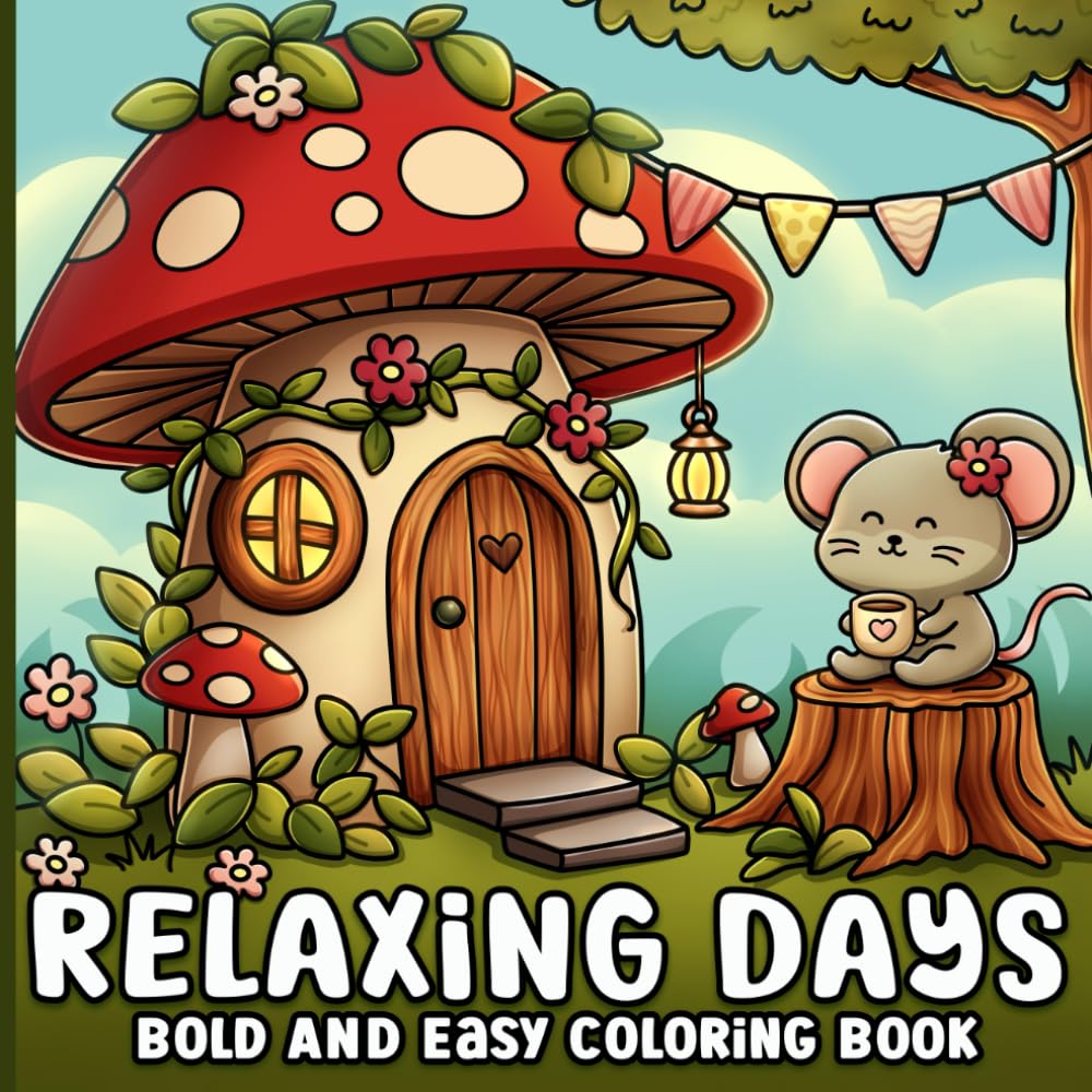 Libro: Bold and Easy Coloring Book: Relaxing Days Cute and Cozy Animal Scenes for All Seasons, Spring, Summer, Fall and Winter, for Adults, Teens, Seniors and Kids, Girls
