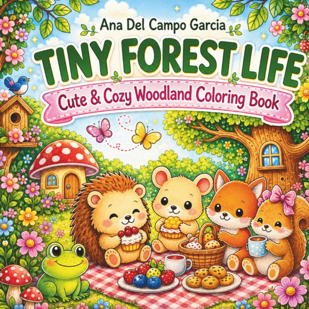 Tiny Forest Life: Cute & Cozy Woodland Coloring Book