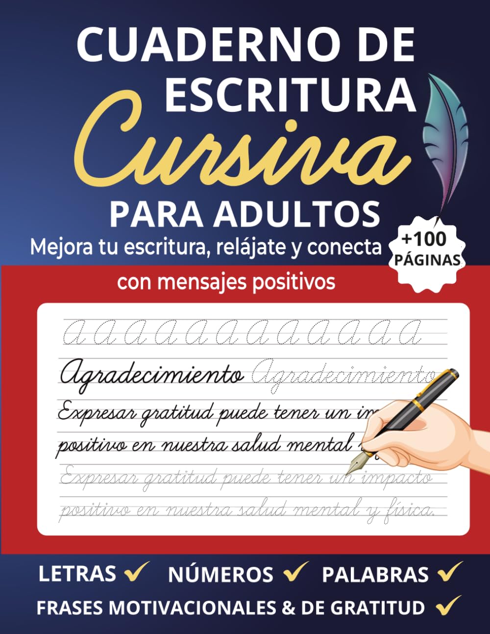 Libro: Cuaderno de Escritura Cursiva Para Adultos: Mejorar la caligrafía en Letra Cursiva con Letras, Palabras Y Frases de Gratitud