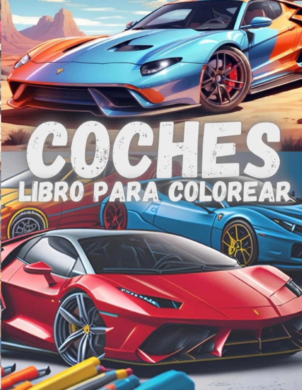 Libro de coche para colorear. Para niños y adultos.: +50 coches diferentes. Para todas las edades. Imágenes de calidad.