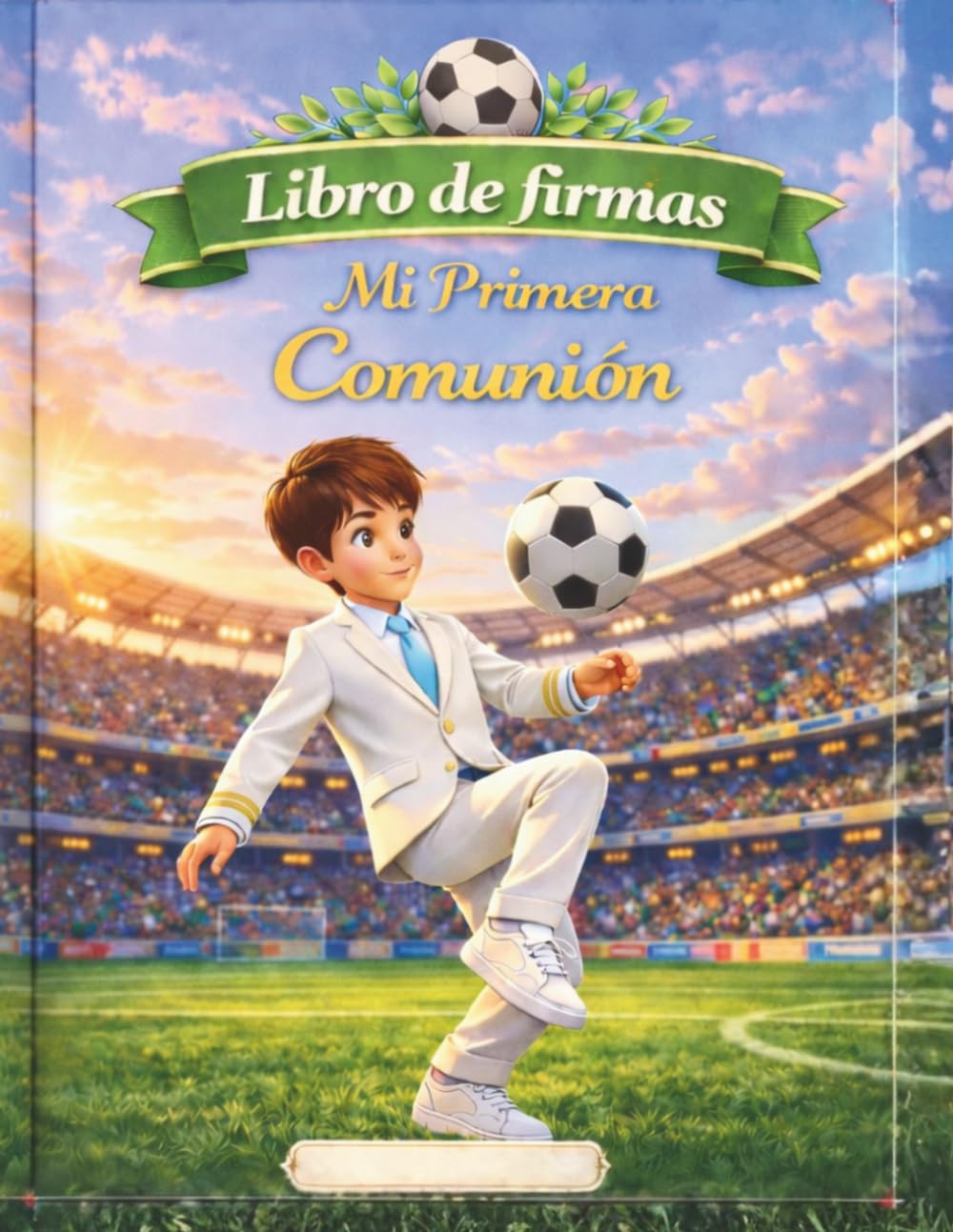 Libro de Firmas con árbol de huellas Fútbol: Mi primera Comunión (Spanish Edition)