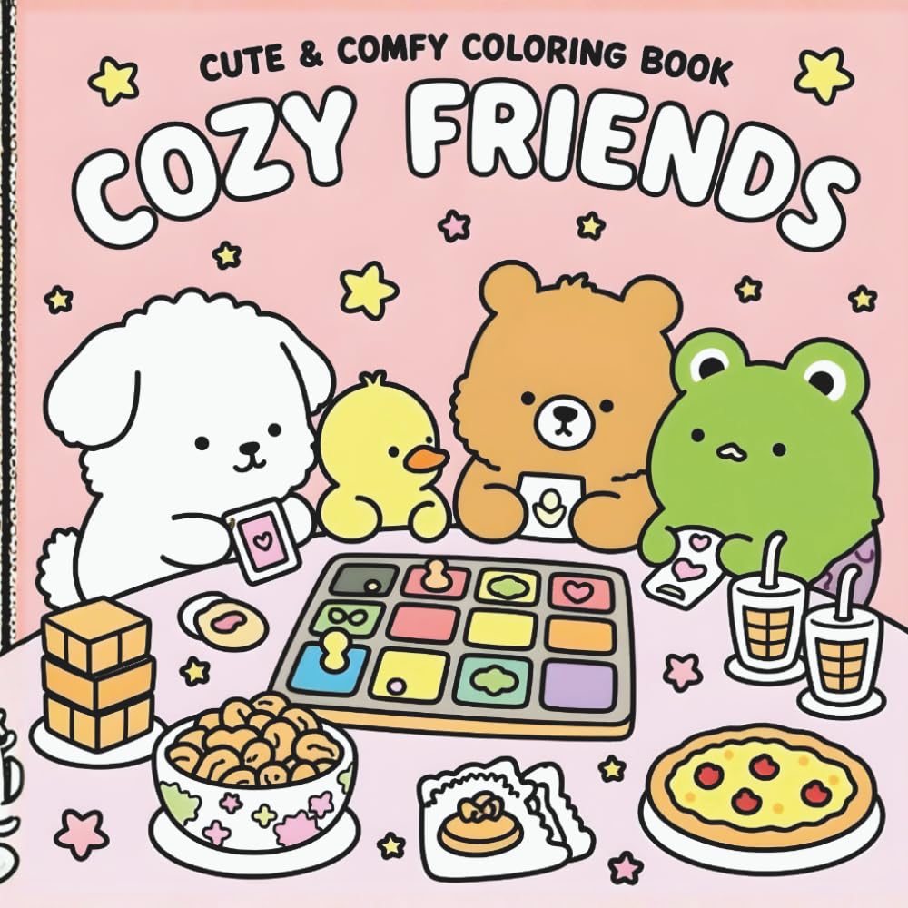 Libro: Cozy Friends Cute & Comfy Coloring Book: for Adults and Teens Featuring Super Cute Animal Characters with Easy and Simple Designs for Relaxation (German Edition)