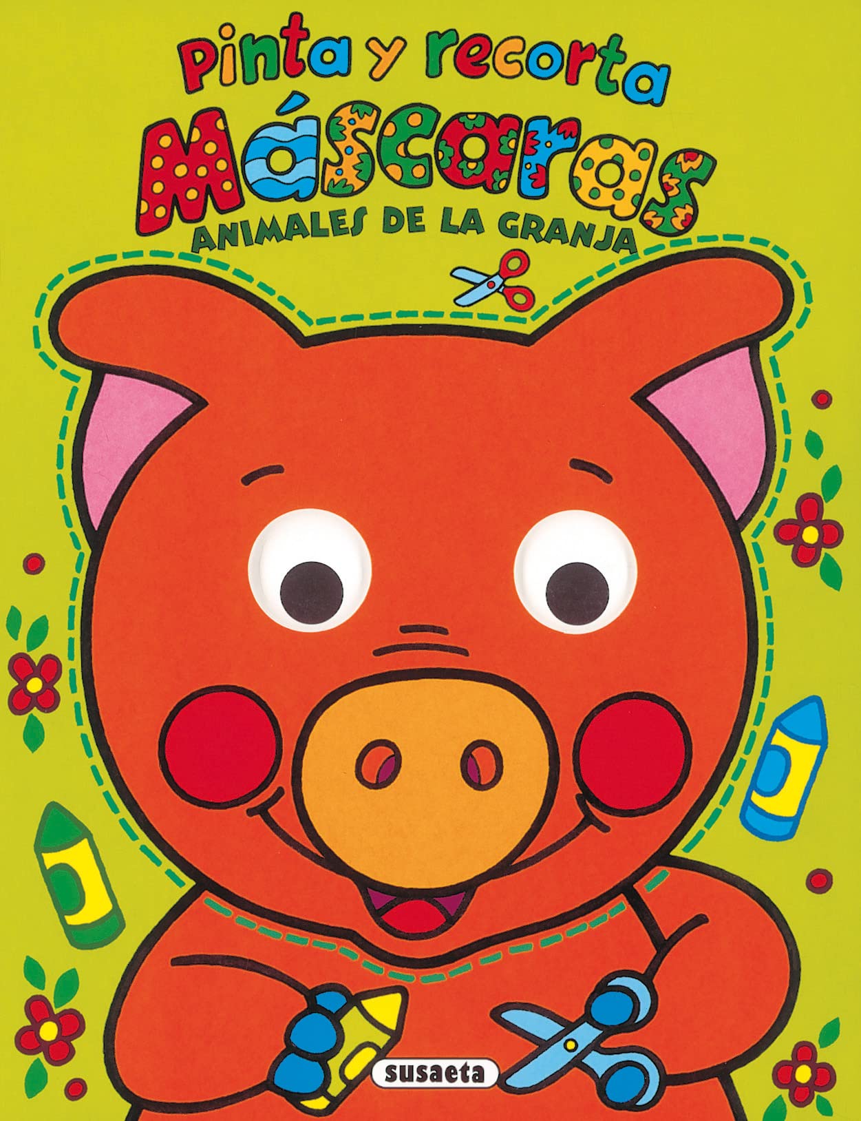 Libro: Animales de la granja pinta y recorta máscaras