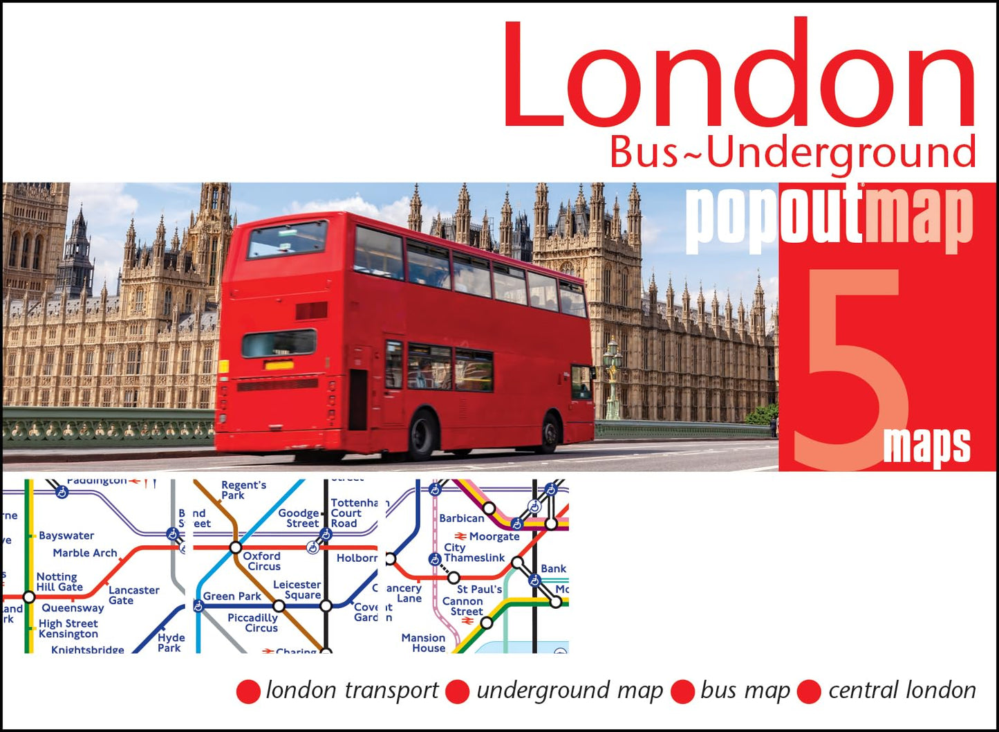 Libro: London Bus Underground Doubl: Pocket-size, pop up map showing London's bus network and entire tube network (PopOut Maps)