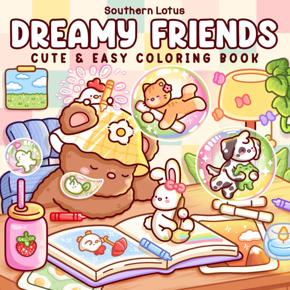 Libro: Dreamy Friends: Coloring Book for Adults and Teens Featuring Little Animal Friends and Fantasy Characters in Funny and Cozy Adventures for Relaxation (Cute & Easy Coloring)
