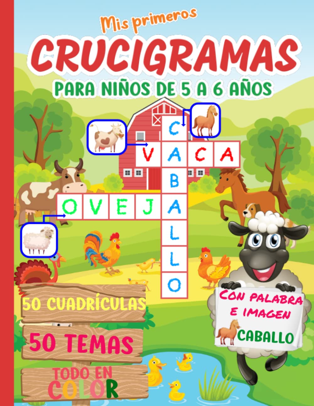 Libro: Mis primeros crucigramas para niños de 5 a 6 años: 50 cuadrículas lúdicas y divertidas de colores para niños curiosos