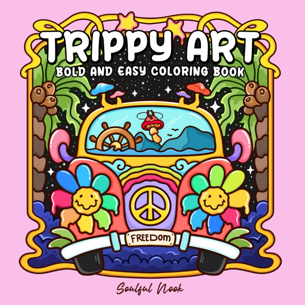Libro: Trippy Art: Psychedelic-Inspired Coloring Book for Adults and Teens Featuring Fantasy Realms and Hypnotic Patterns for Stress Relief
