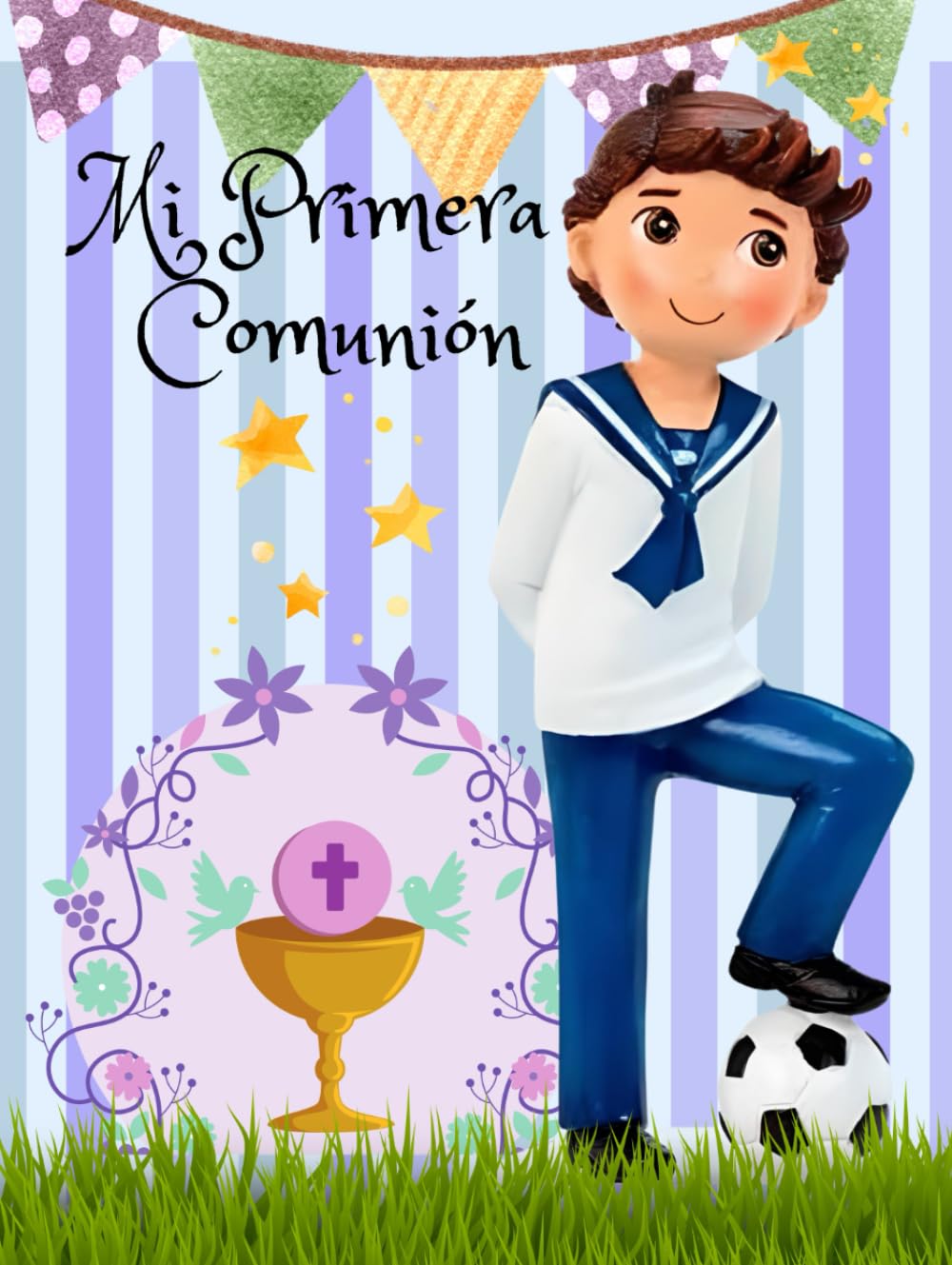Libro: Mi Primera Comunión Niño pelota football. Libro de firmas, alegre, libro primera comunión niños. Libro para dedicatorias, album de fotos Comunión, ... Primera Comunión. My first communion boys