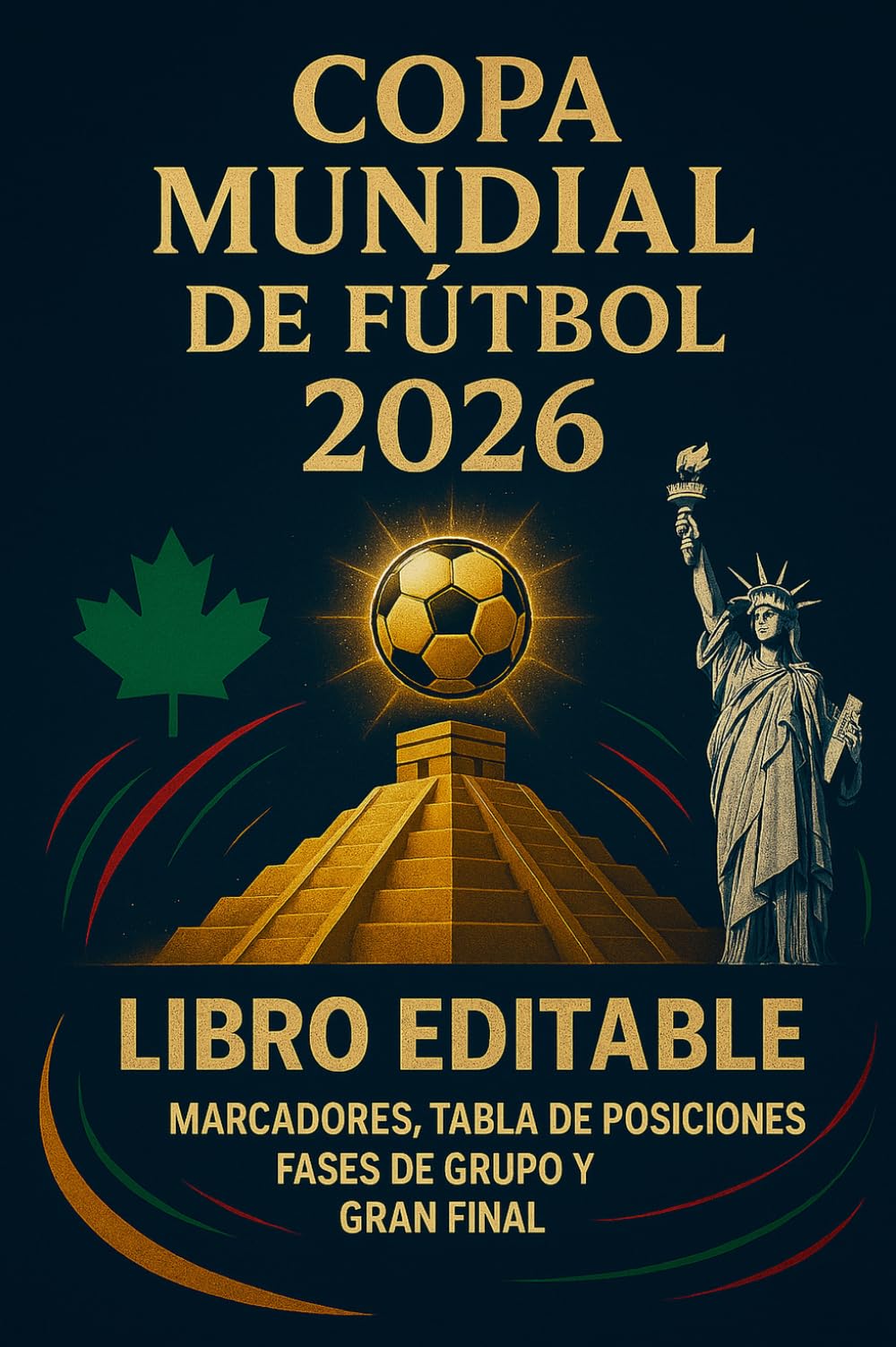 Libro: Copa Mundial de Fútbol 2026: Libro editable: Fase de grupos, tablas de posiciones y gran final