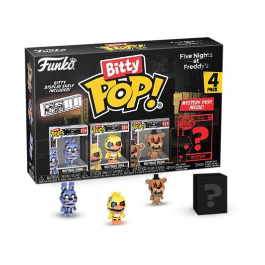 Funko Bitty Pop! Pack de 4: FNAF (Nightmare Bonnie, Chica, Freddy) + Surprise