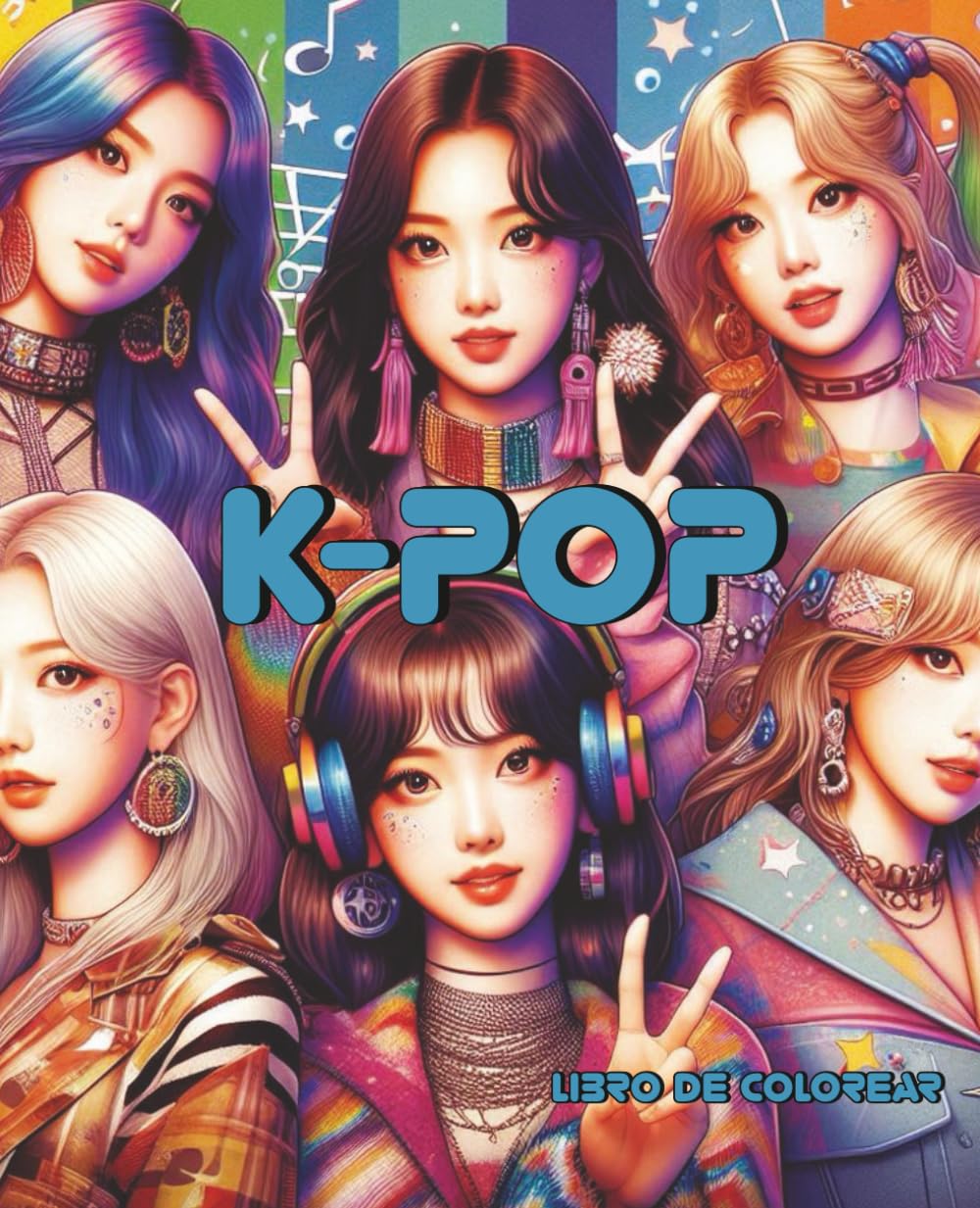 Libro: K-Pop: Libro de colorear: cuaderno para pintar con ilustraciones de kpop y manga de artistas femeninas