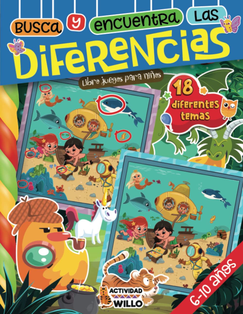 Libro: Busca y Encuentra las Diferencias niños 6-10 años: Gran Libro Juegos de mesa educativos y Actividades de Logica y observación (¡Mis Grandes Retos de Busca y Encuentra!)