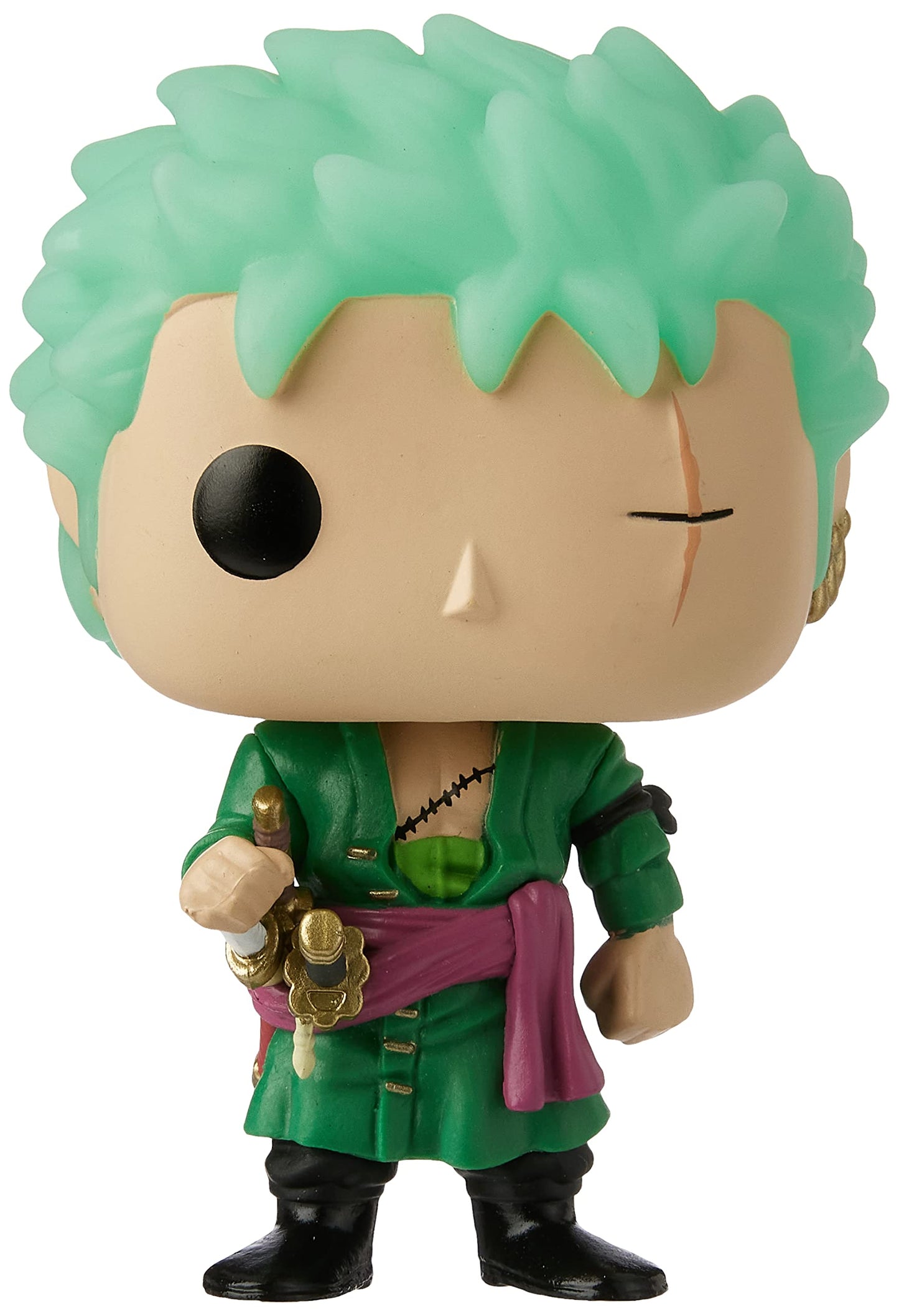 Funko Pop: Pop Animation: One Piece - Roronoa Zoro (Glows in The Dark) Funko Kody Trading Exclusivo Figura de Vinilo