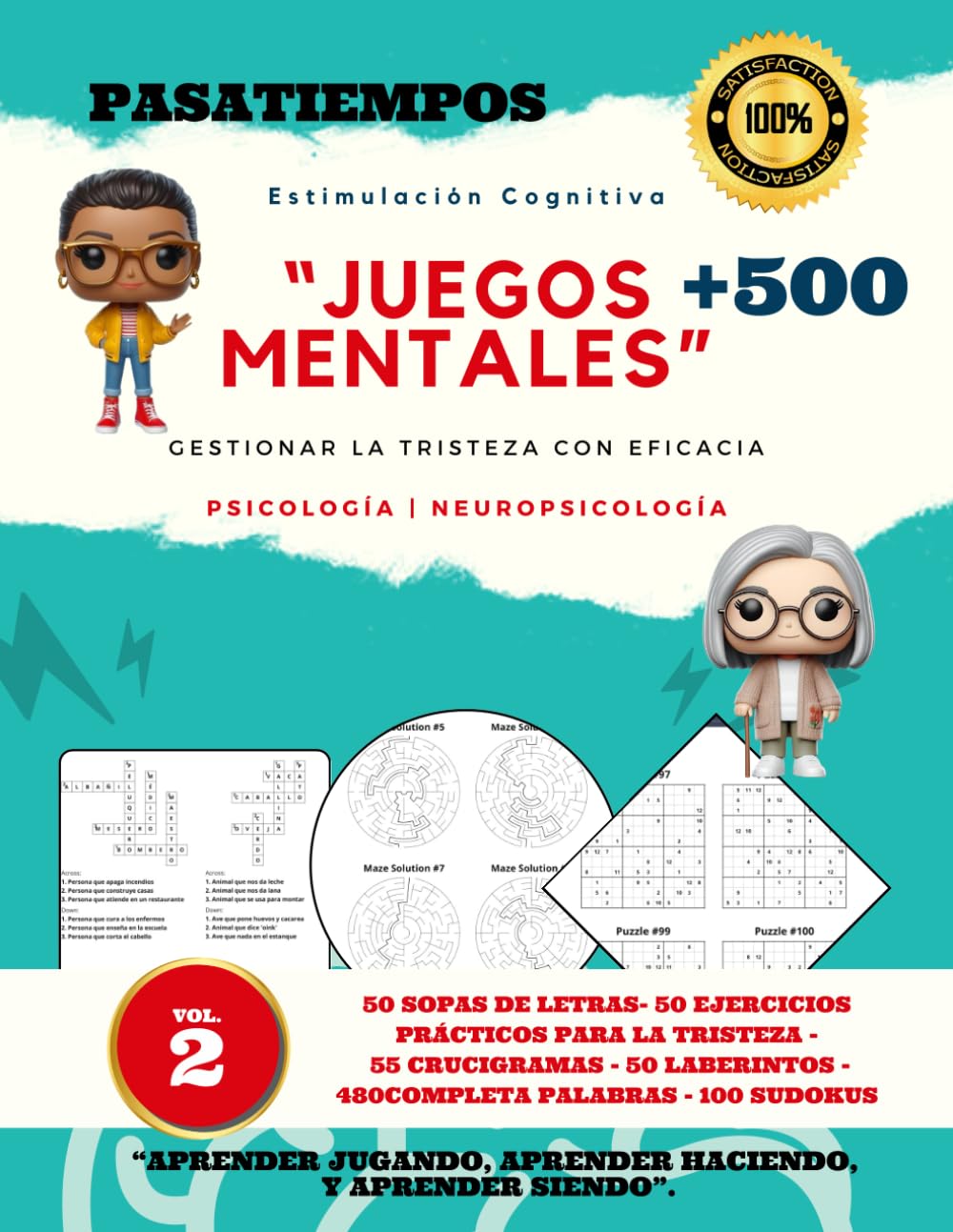 Libro: PASATIEMPOS ESTIMULACION COGNITIVA JUEGOS MENTALES +500: Estimulación Cognitiva, entrenamiento mental, gestión de la Depresión, técnicas y juegos ... sopas de letras sudokus laberintos